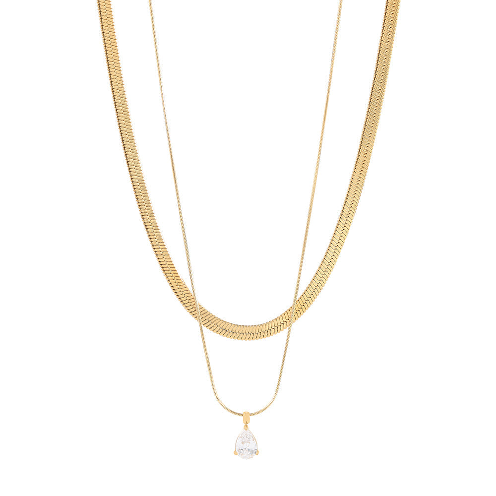 Leanna Gold Snake Chain & Pearl Layered Necklace