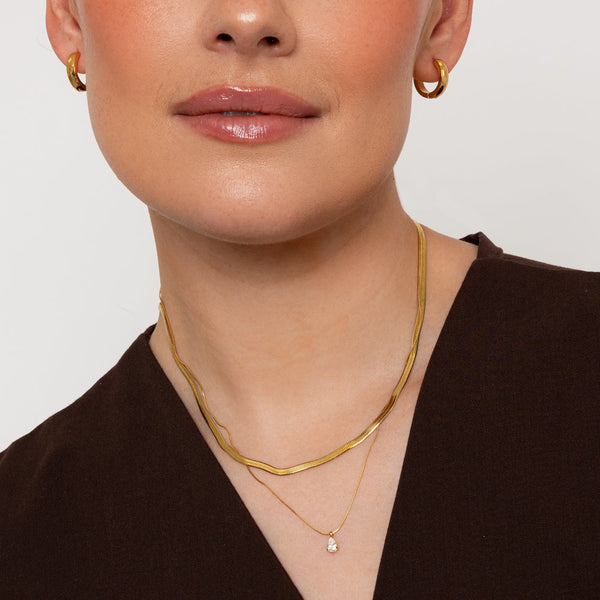 Leanna Gold Snake Chain & Pearl Layered Necklace