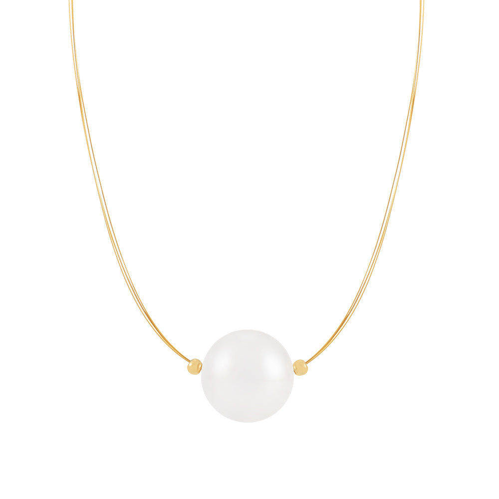 Gold Large Pearl Necklace