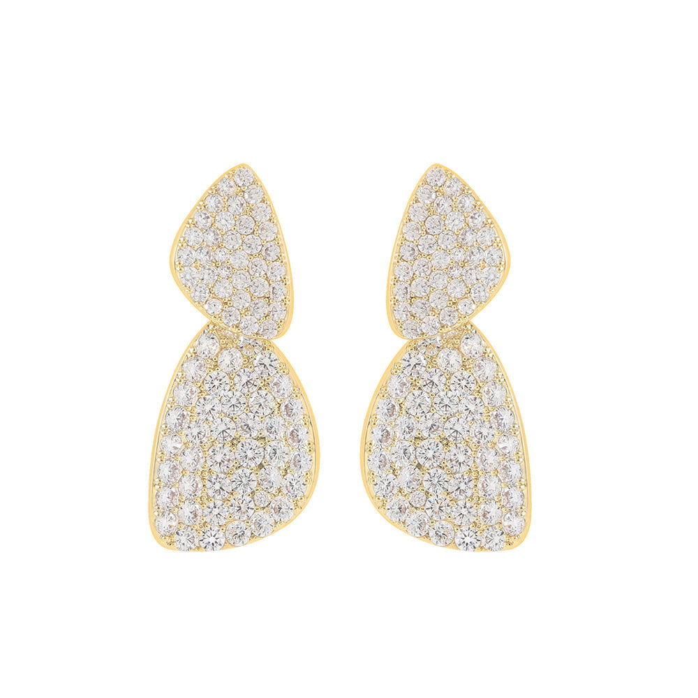 Gold & Crystal Double Drop Earrings