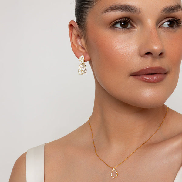 Gold & Crystal Double Drop Earrings