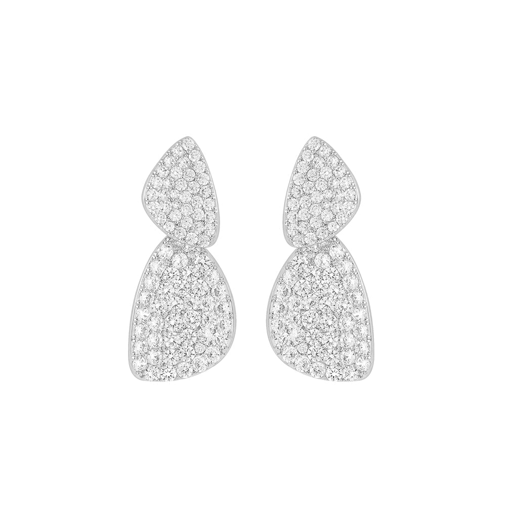 Silver Crystal Double Drop Earrings
