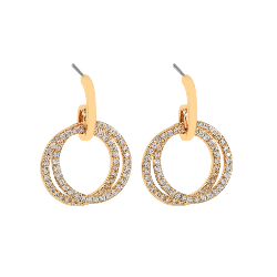 Gold Crystal Double Circle Earrings