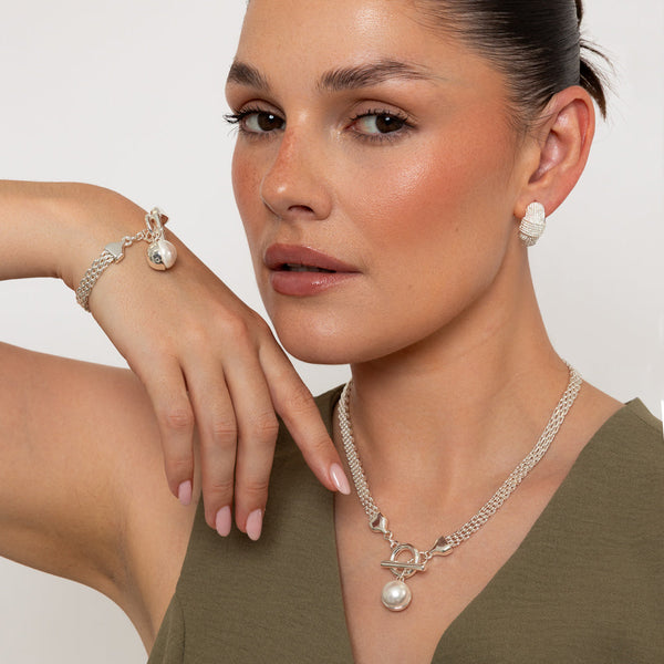 Meilani Silver Chain & Pearl Drop Necklace