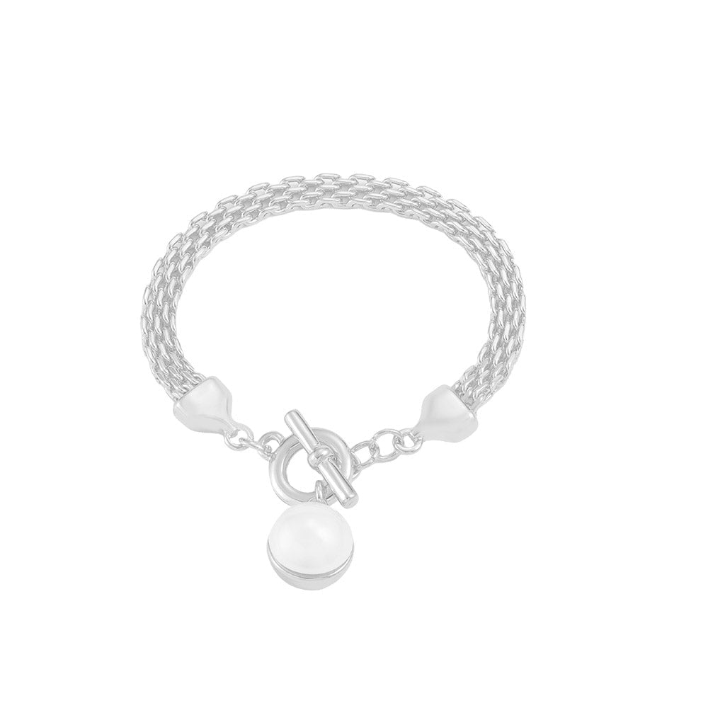 Meilani Silver Chain & Pearl Drop Bracelet