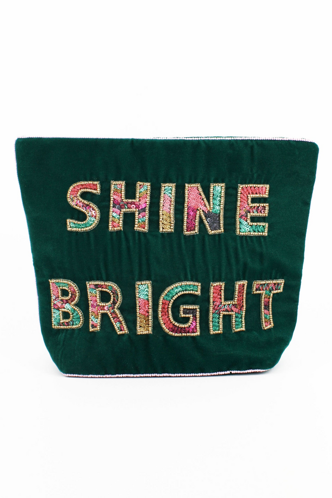 Shine Bright Beaded Letters Makeup Bag