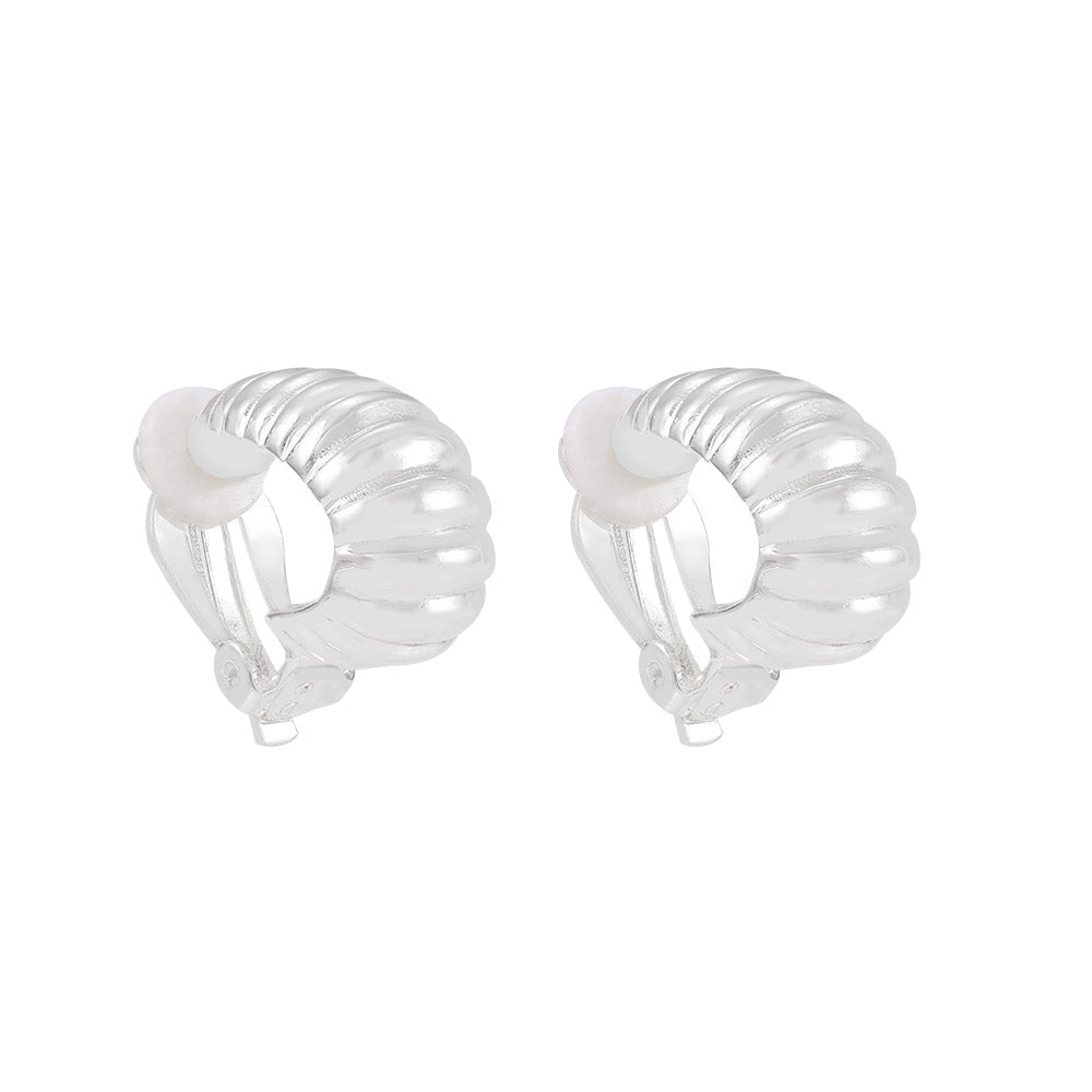 Annika Silver Chunky Hoop Clip On Earrings