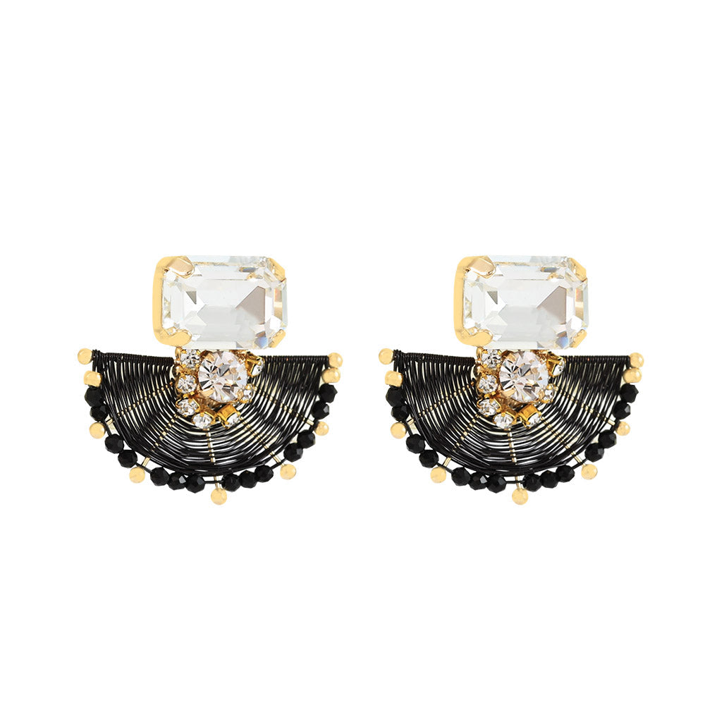 Avah Gold & Black Beaded Earrings