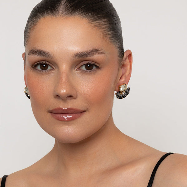 Avah Gold & Black Beaded Earrings