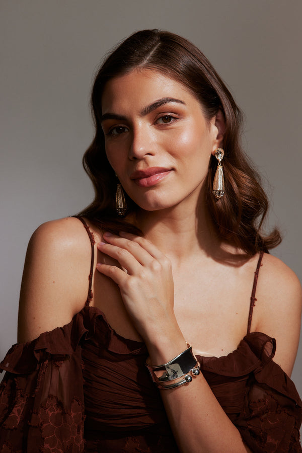 Anya Silver & Gold Beaded Drop Earrings