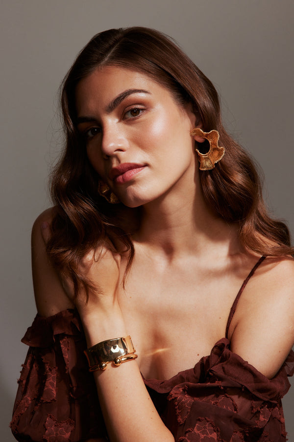 Analia Gold Beaded Statement Earrings