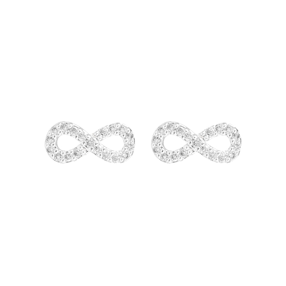 Silver Crystal Infinity Stud Earrings