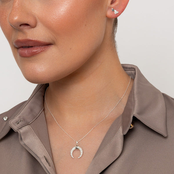 Silver & Crystal Tiny Heart Earrings