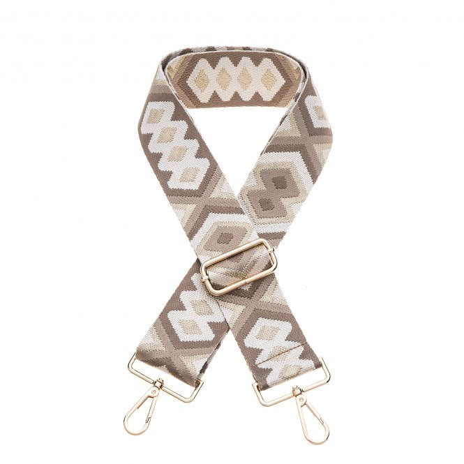 Taupe & Cream Aztec Print Bag Strap