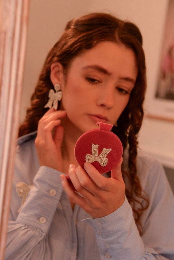 Pink Bow Compact Mirror