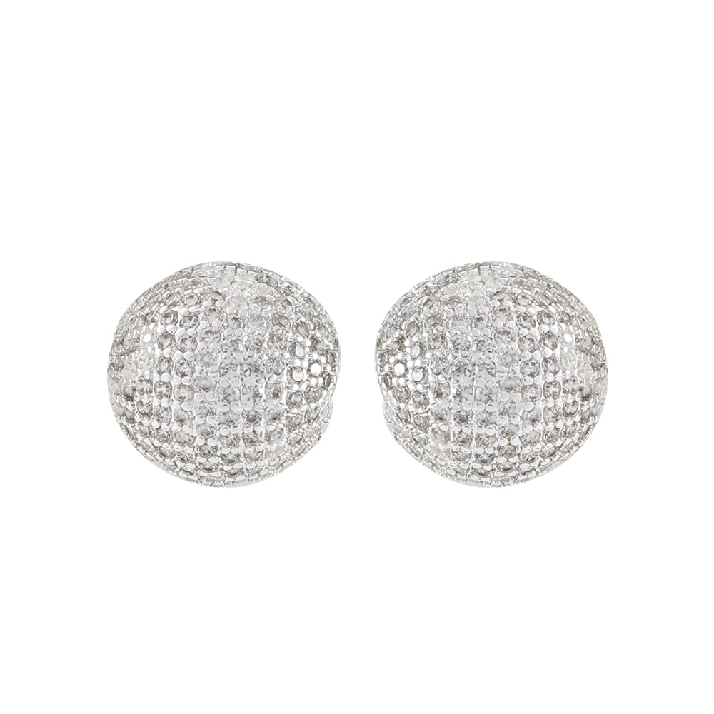 Silver Crystal Ball Shape Stud Earrings