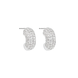 Silver Crystal Mini Hoop Earrings