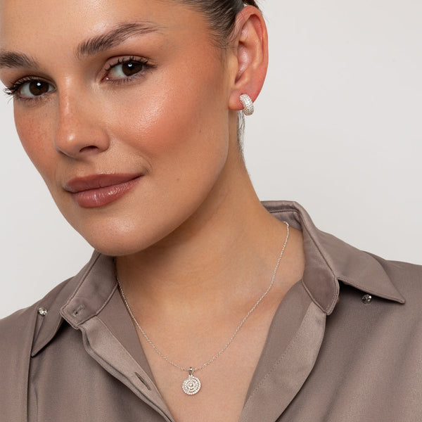 Silver Crystal Mini Hoop Earrings