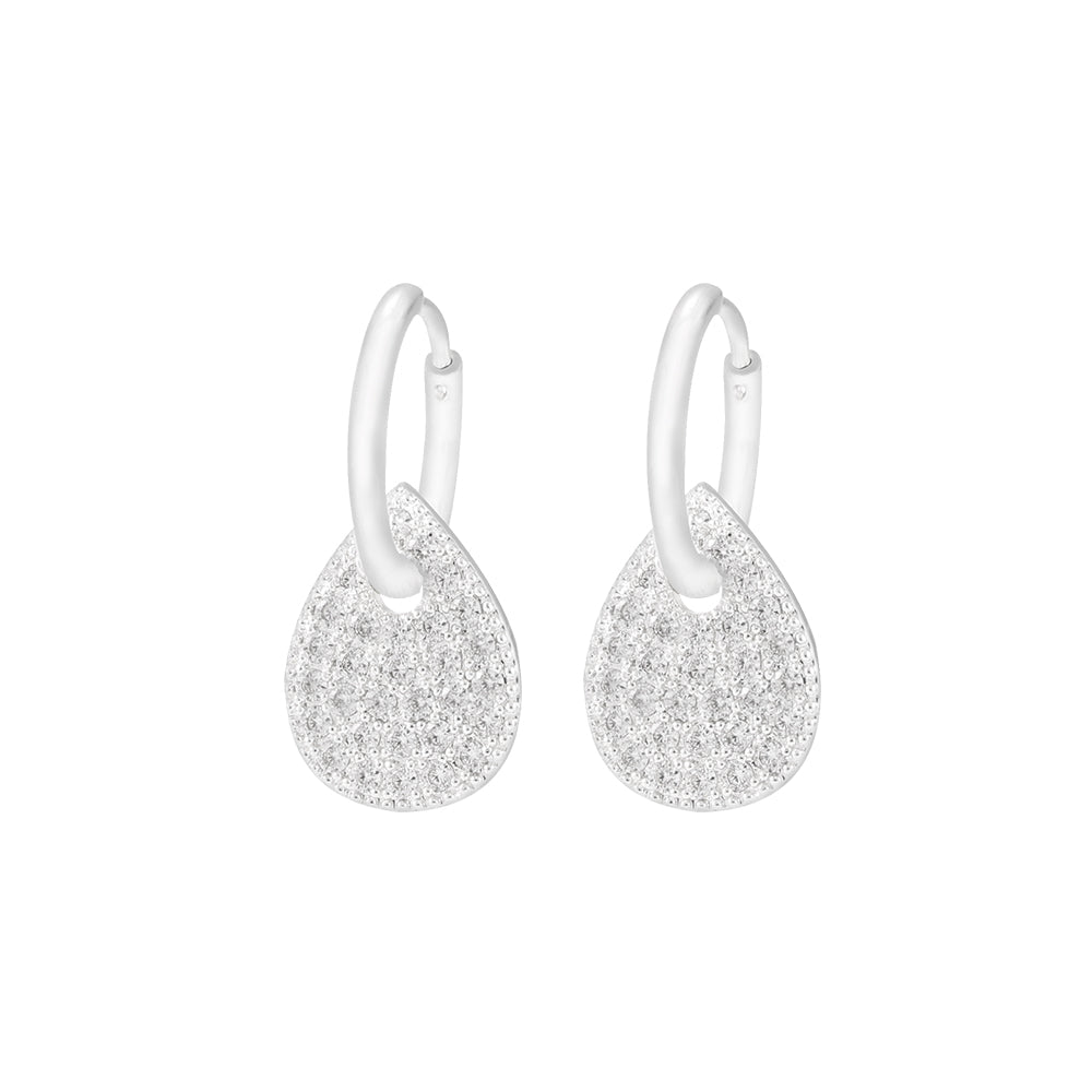 Silver Crystal Teardrop Earrings
