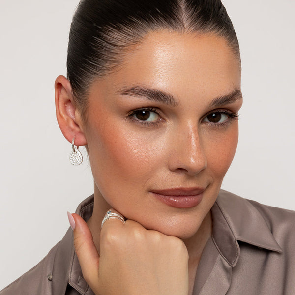 Silver Crystal Teardrop Earrings