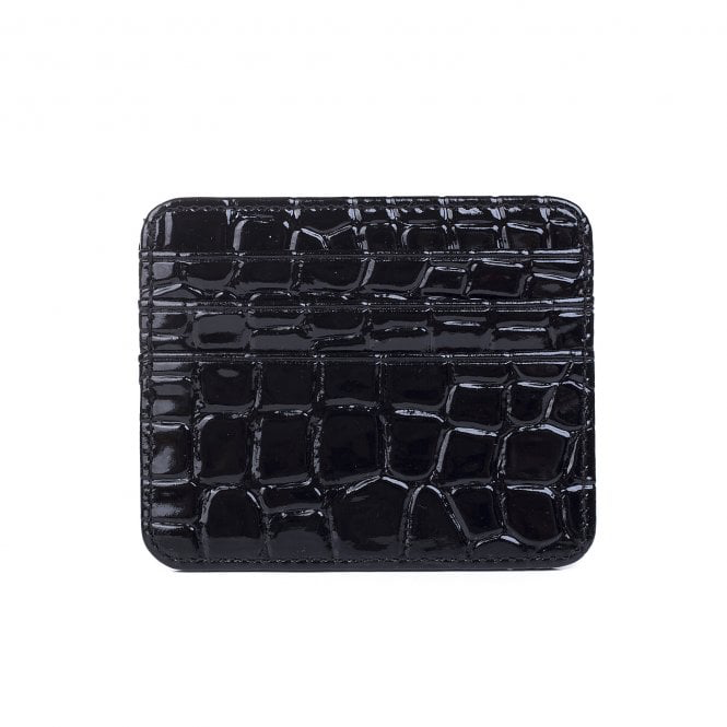 Black Croc Print Card Wallet