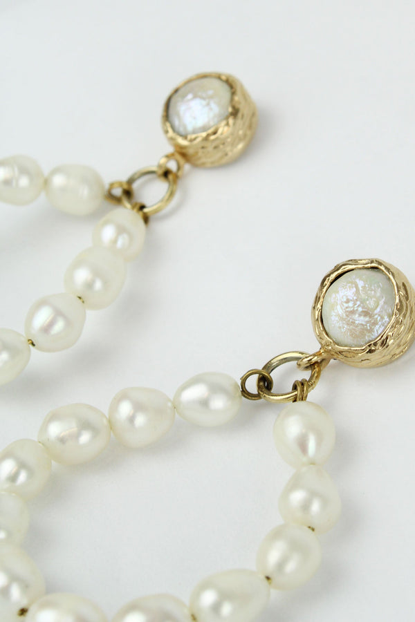 Pearl Teardrop & Gold Earrings
