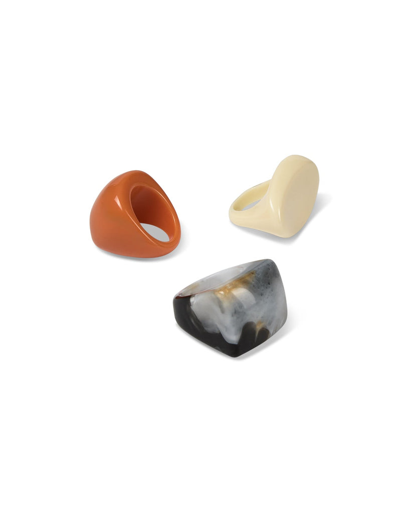 Shoreham Bold Enamel Trio Ring Set