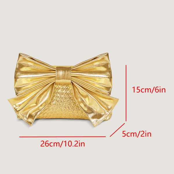 Silver Weave Bow Handbag