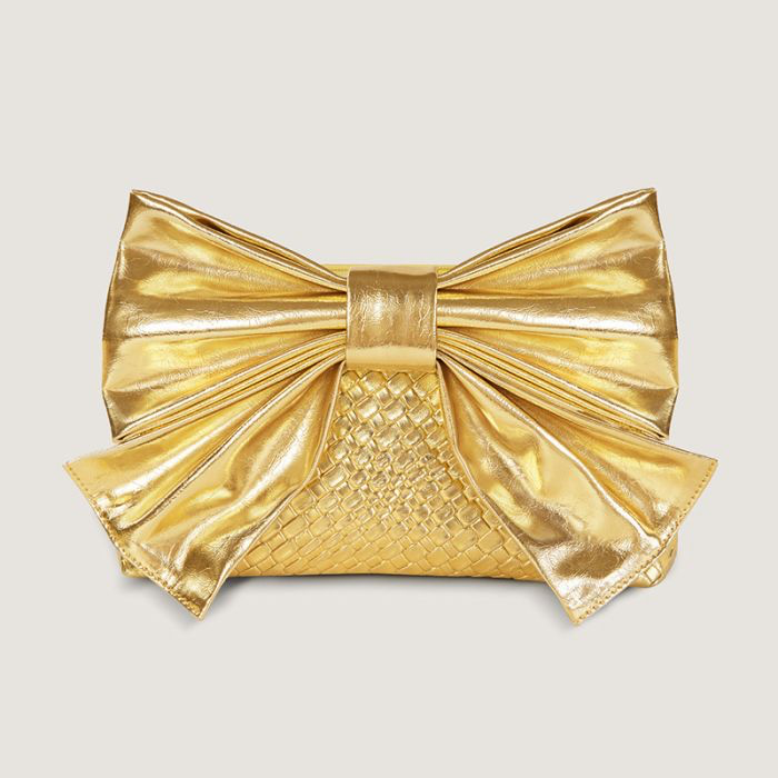 Gold Weave Bow Handbag