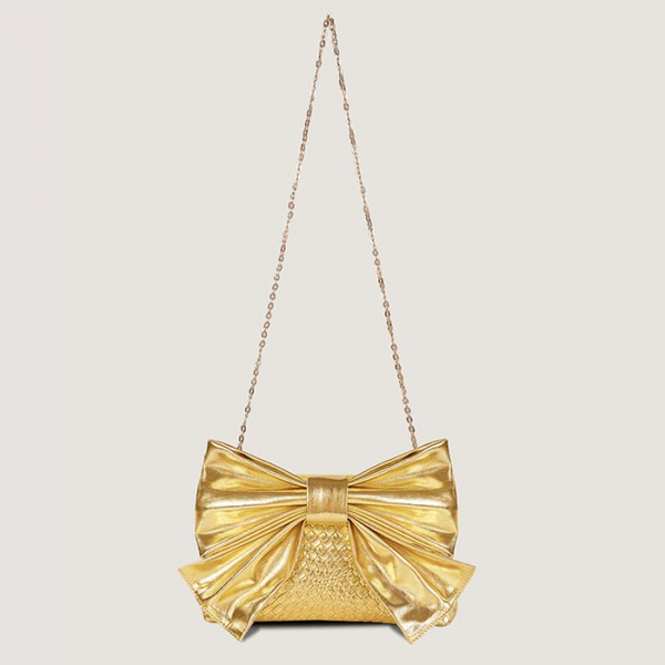 Gold Weave Bow Handbag