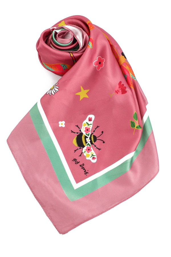 Bee & Dragonfly Silk Neck Scarf
