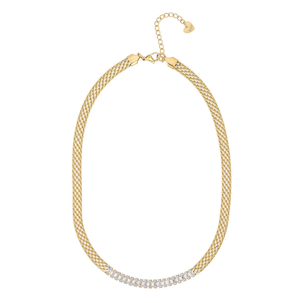 Crystal & Gold Mesh Necklace