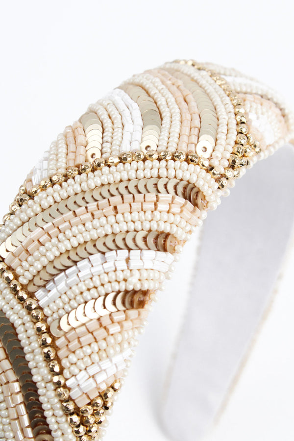 Pearl & Sequin Beaded Headband