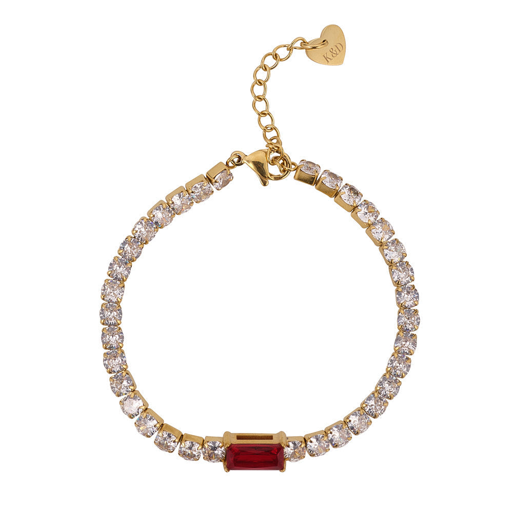 Garnet & Crystal Tennis Bracelet