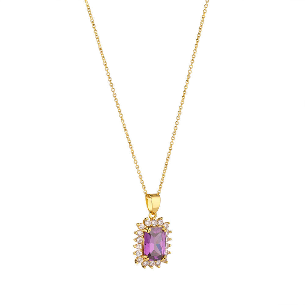 Amethyst & Gold Classic Drop Necklace