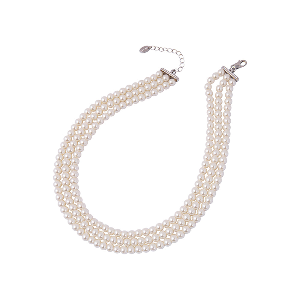 Arianna Triple Strand Pearl Necklace