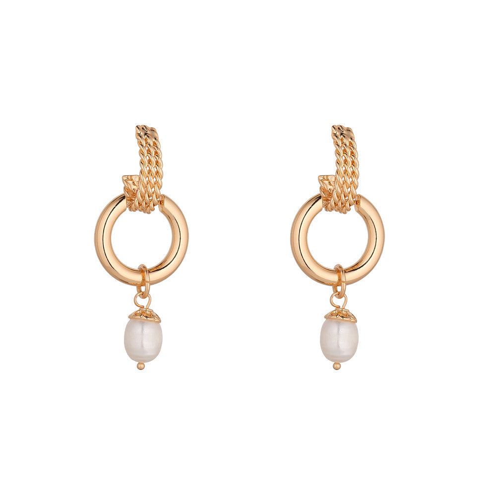 Freshwater Pearl & Gold Statement Earrings