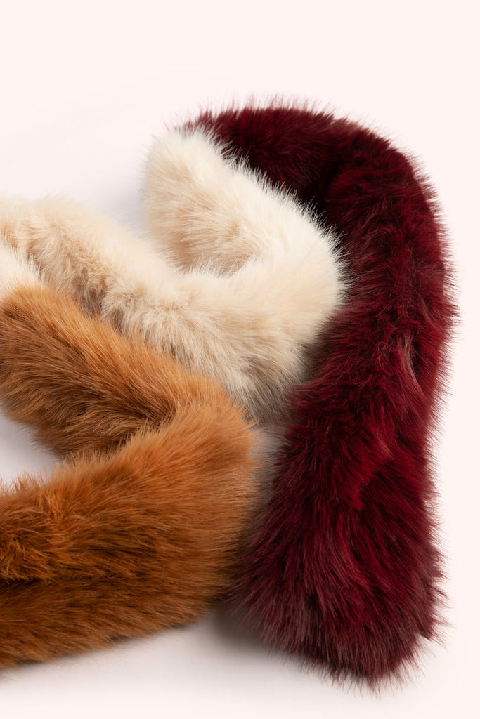 Powder Elsa Damson Mocca & Cream Faux Fur Scarf