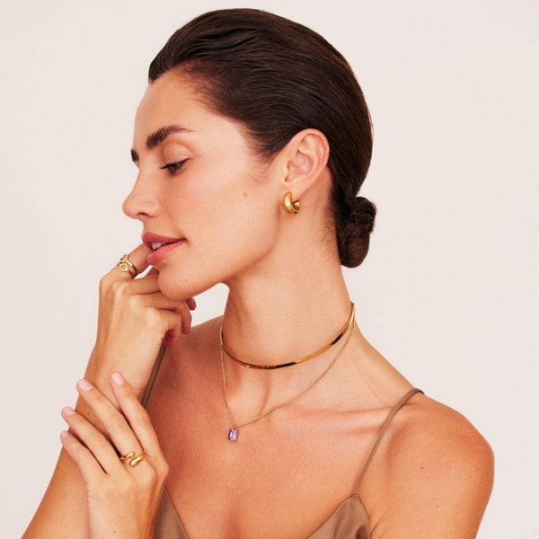 Small Chunky Gold Hoop Earrings