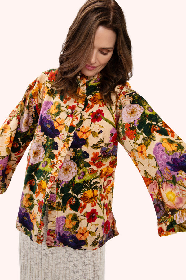 Powder Cream Posy Velvet Jacket