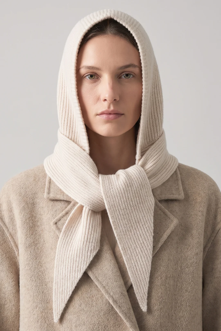 Cream Hooded Scarf