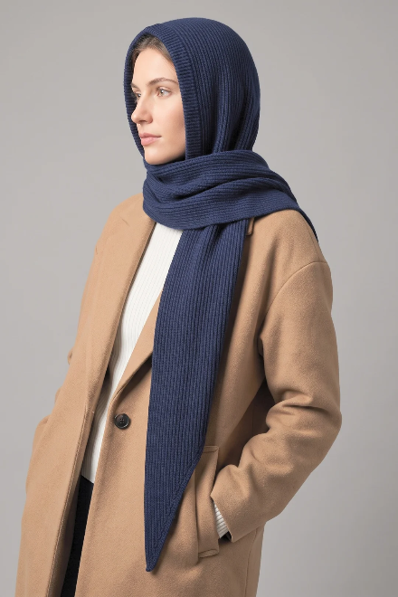 Navy Triangle Hooded Scarf