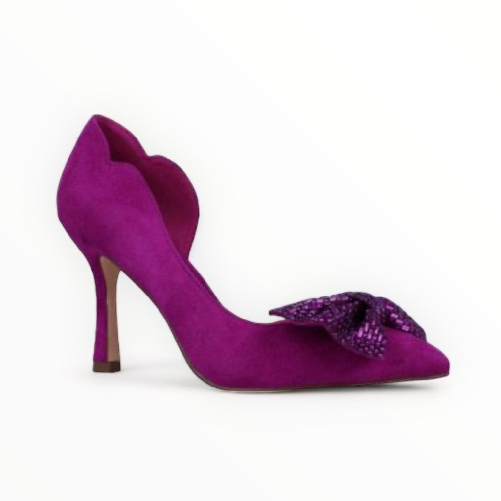 Menbur Magenta Pointed Court Shoe with Bow Detail