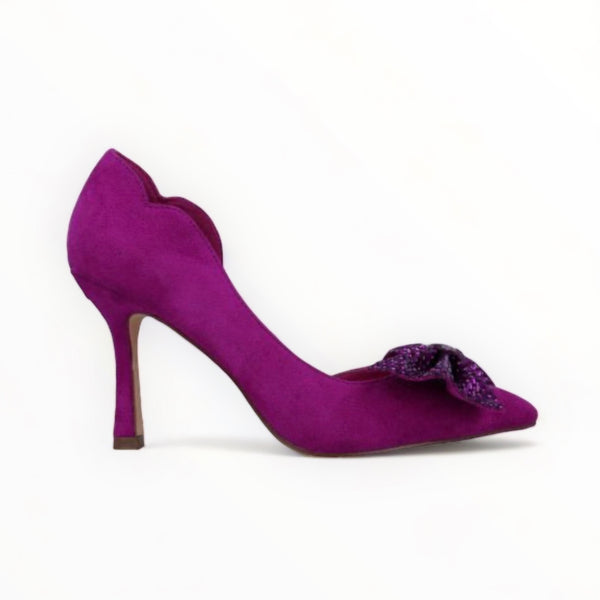 Menbur Magenta Pointed Court Shoe with Bow Detail