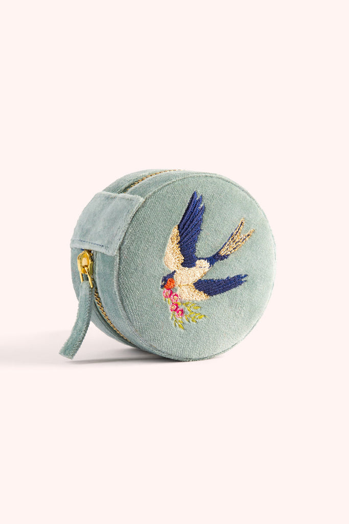 Powder Ice Swooping Swallows Velvet Jewellery Box