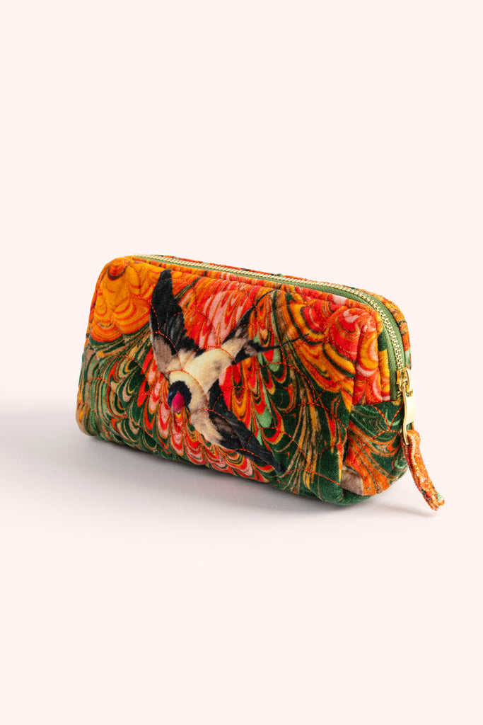 Powder Orange Marbled Swallow Quilted Washbag