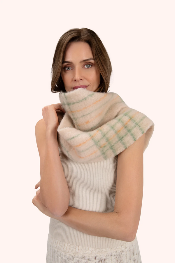 Powder Angelica Cream & Sage Skinny Cosy Scarf