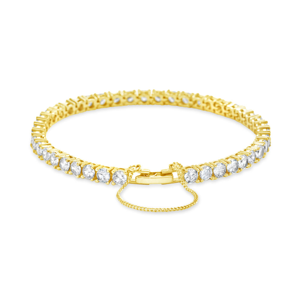 Gold Crystal Chain Link Tennis Bracelet