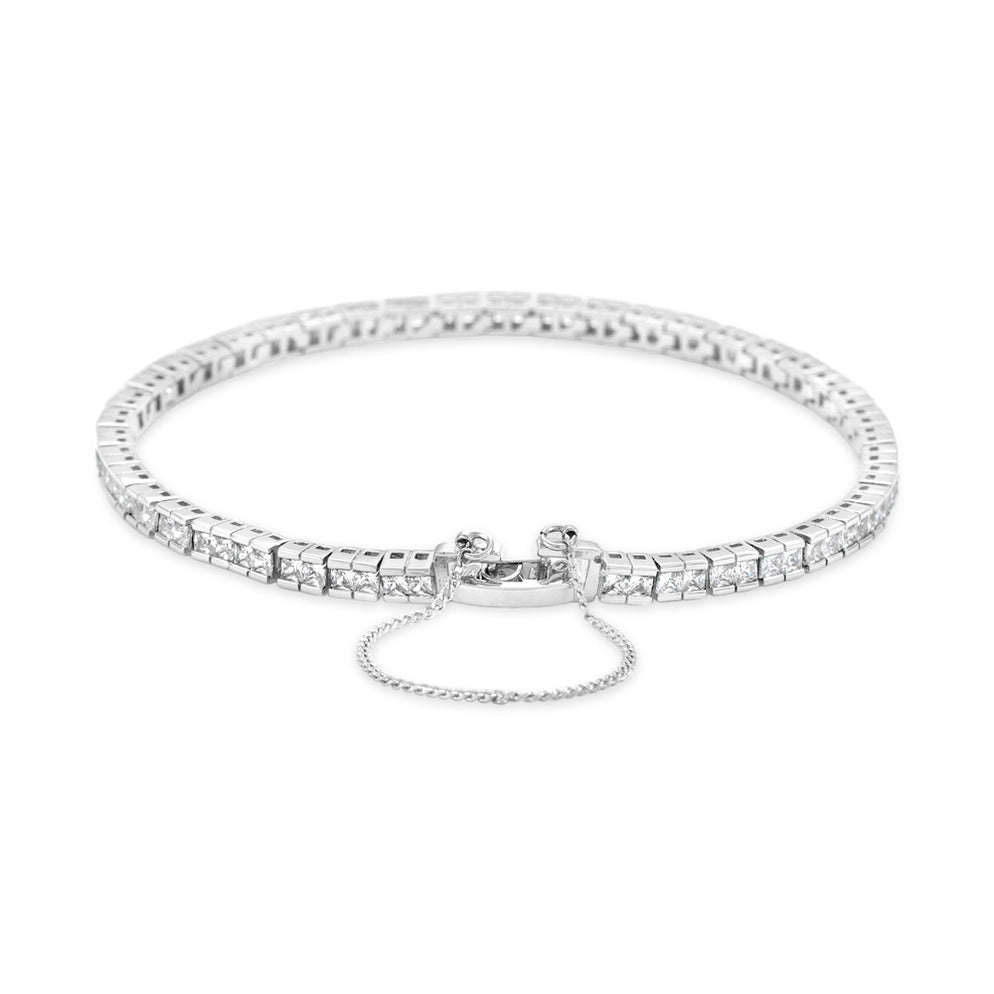 Silver Crystal Chain Link Tennis Bracelet