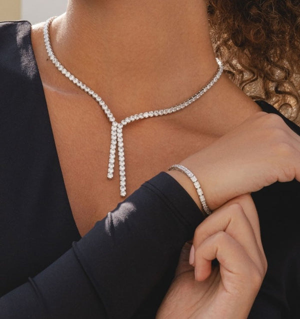 Silver Crystal Chain Link Tennis Bracelet